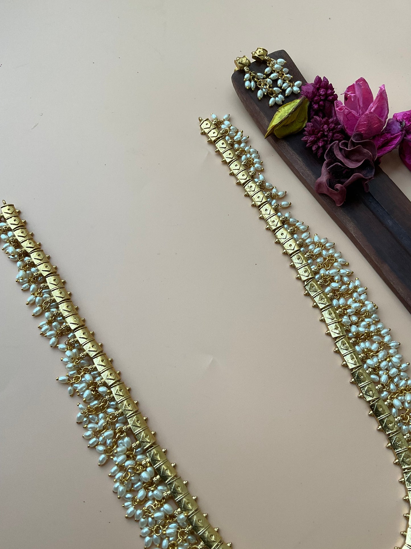 Rice pearls layered long harm