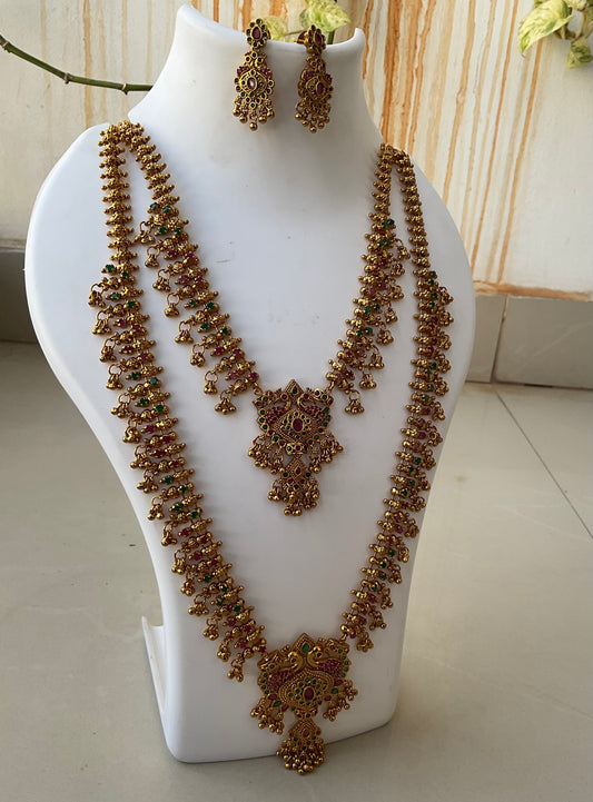 Retro Peacock Muvvala Haram Combo set