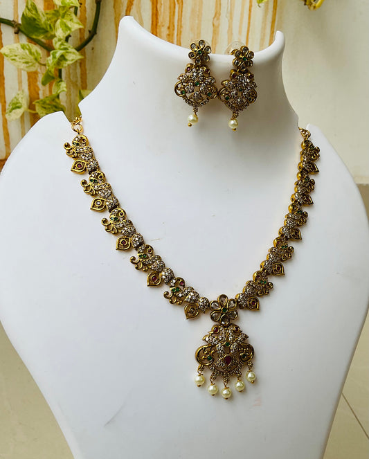 Peacock Necklace with Earrings