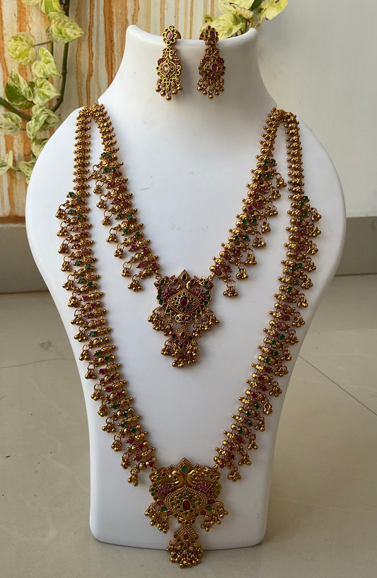 Retro Peacock Muvvala Haram Combo set