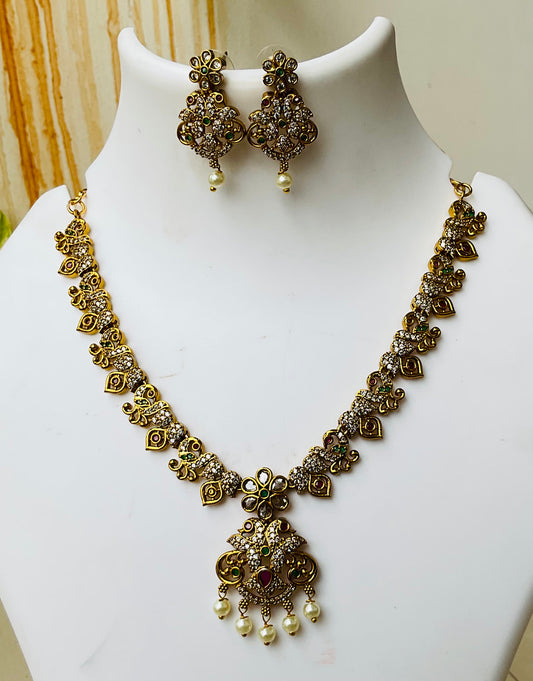 Peacock Necklace with Earrings